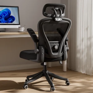 Mid Back Office Chair with Wheels Executive Desk Chair Flip Up Arms Task Chair - Picture 1 of 7