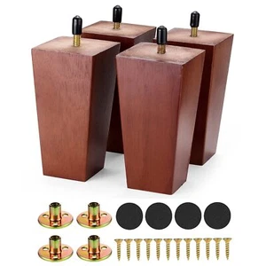 4 Pack 5 Inch Wood Furniture Legs Square Sofa Legs Replacement for Armchair - Picture 1 of 7