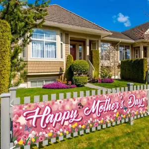 Happy Mother'S Day Banner Decorations, 120X20 Inch Yard Sign Decorations, Pink.. - Picture 1 of 7