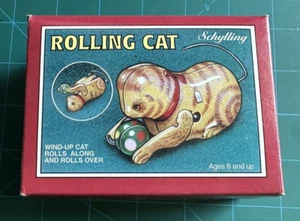 Schilling Wind-Up Rolling Cat, Rolls Along & Rolls Over, Tin Type Collector Toy - Picture 1 of 3