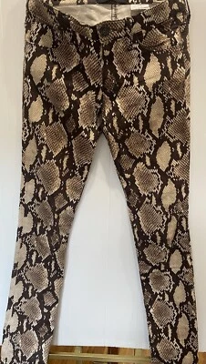 Moschino Love Skinny Jean Printed Snake Jeans Size 25 Cotton Elastin Browns - image 1 of 4