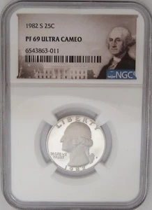 1982-S Washington Quarter NGC PF69 ULTRA CAMEO = 2nd BEST CHOICE - Picture 1 of 7