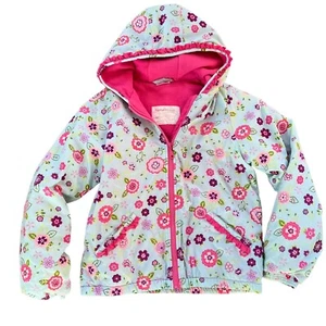 Hanna Andersson Girls Multi Pink Gray Floral Winter Coat Ski Jacket 14/16 - Picture 1 of 5