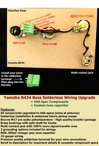 Yamaha B434 Bass Solderless Wiring Upgrade + USA Spec Components - Picture 1 of 6