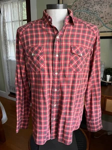 Double RL Ralph Lauren RRL Men's Sz. L (16.5" x 34") Red Plaid Snap L/S Shirt - Picture 1 of 8