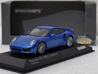 Porsche 911 (991) Turbo S 2014 Sapphire Blue 1:43 Minichamps CA 043 16 068 (15) - Image 1 of 4