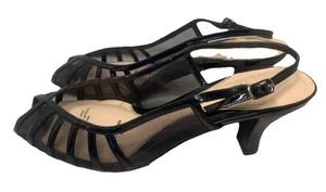 Life Stride Sundown Dress Shoes 2.5”Heel 8N Black Slingback Peep Toe Regency VTG - Picture 1 of 7