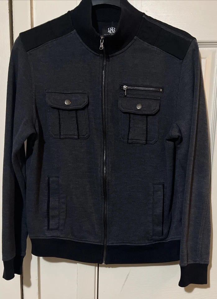 Chaqueta Rock & Republic Para Hombre Gris Mediano Cremallera Completa Mezcla de Algodón Bolsillo Ligero Foto 1 de 4