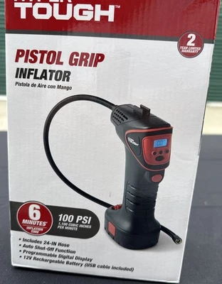 Inflador de empuñadura de pistola Hyper Tough 100 PSI manguera de 24 pulgadas apagado automático, 12 V o USB  Foto 1 de 4