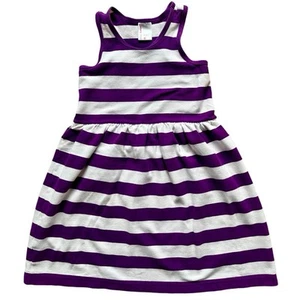 HANNA ANDERSSON Purple White Striped Tank Dress Girls 8 Racerback - Picture 1 of 4