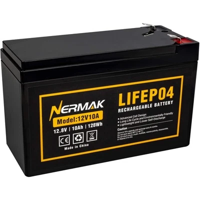 12V 10Ah Lithium LiFePO4 Deep Cycle Battery for Solar, RV, Lighting, Power Wh... - Image 1 of 4