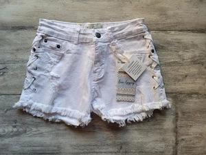 TRUE GYPSY Shorts Damen Junior weiß Denim Jeans distress destroyed fray look 3 - Bild 1 von 2