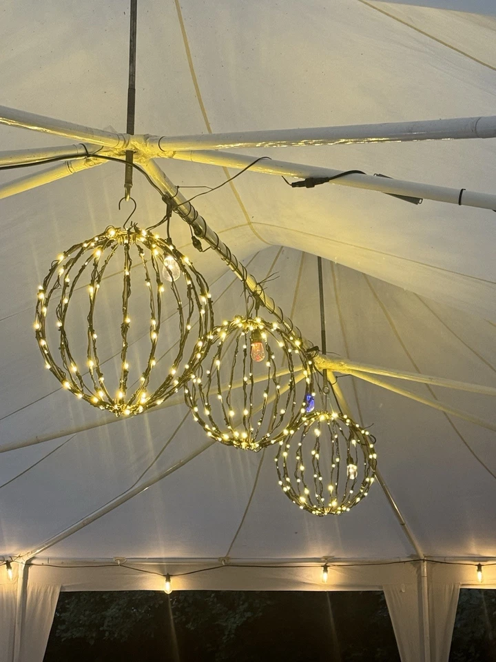 3 Pack 16” Outdoor/Indoor LED Christmas Light Balls. Durable Waterproof Lon...