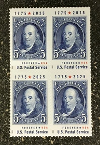 2025USA Forever Franklin Putting Stamp on American Experience - Booklet Block 4 - Picture 1 of 1