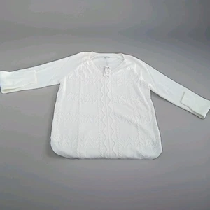 Maglione donna manica lunga maglia cavo/patchwork bianco di Sonoma taglia M B16 - Foto 1 di 9