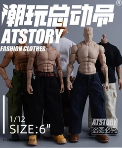 1/12 Male Cargo pants Belt Trousers Clothes Model For 6'' Romankey Figure Body - Picture 1 of 29