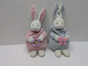 Russ Spring Easter Bunny Set Pink Flower Mini Bean Bag Plush Blue Purple Pink - Picture 1 of 8