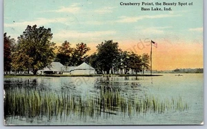K24/ Bass Lake Indiana Postcard c1910 Cranberry Point Pavilion 87 - Picture 1 of 4