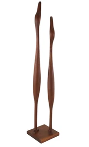 Birds Teakwood Sculpture 30” Teak Figure Atomic MCM Abstract 1970’s Danish Art - Picture 1 of 11