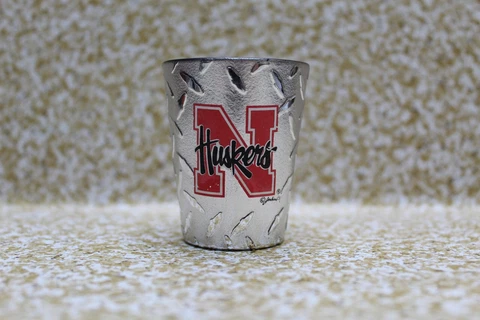 NCAA Nebraska Cornhuskers Jenkins Enter. Ceramic Diamond Plate Silver Shot Glass Cover