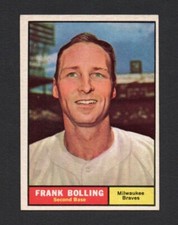 1961 Topps Baseball Card #335 - Frank Bolling -  Excellent Condition (OC)
