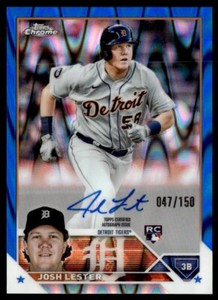 2023 Topps Chrome Autograph Blue RayWave Josh Lester Rookie Auto 047/150 Detroit