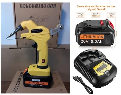 Pistola de solda 18-24V sem fio, kit 60W, com bateria de lítio 20v 6Ah e carregador rápido - Imagem 1 de 4