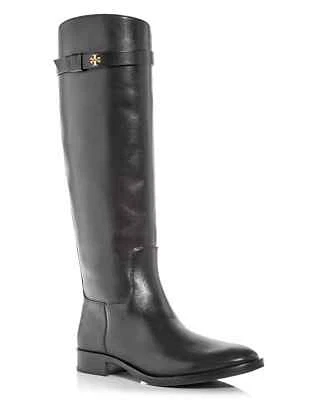 Tory Burch Everly Correa Montar Cuero de becerro Botas Planas Altas Negras Nuevas Talla 6.5M Foto 1 de 4