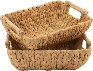 Storage Basket Water Hyacinth Baskets Food Fruit Toiletry Closet Tablescape - Picture 1 of 9