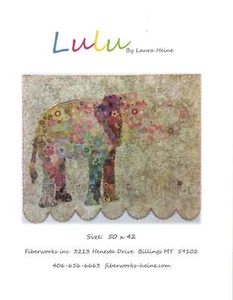 Lulu Elephant Fused Fabric Collage Quilt Pattern by Laura Heine of Fiberworks - Picture 1 of 1