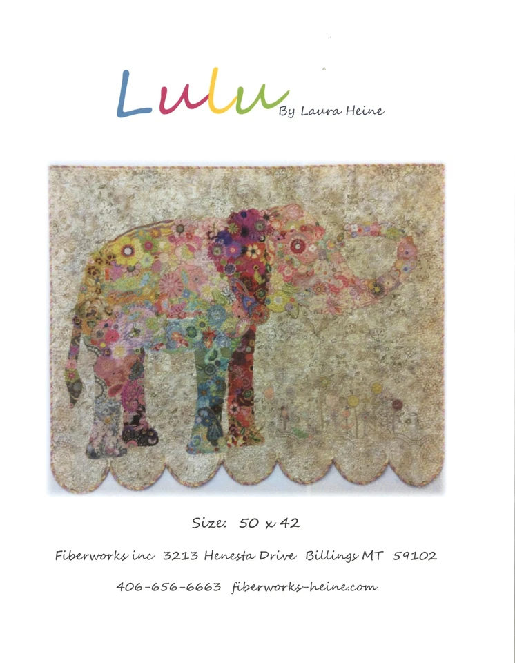 Lulu Elephant Fused Fabric Collage Quilt Pattern by Laura Heine of Fiberworks - Image 1 of 1