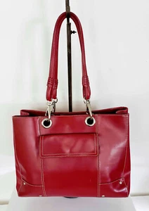 Wilson's Leather Red Satchel Tote Bag - Picture 1 of 8
