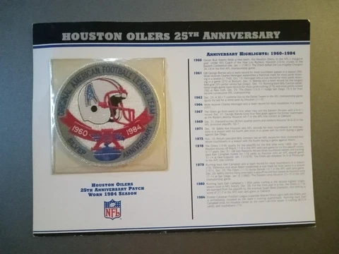 RARE HOUSTON OILERS 25TH SEASON TEAM PATCH TEXANS TITANS ASTROS ROCKETS MINT! Cover