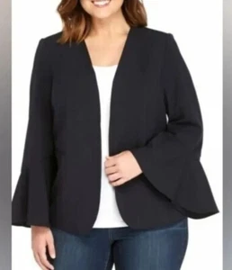 The Limited Open Front Bell Sleeves Navy Blue Suit Blazer Jacket Size 22W New - Picture 1 of 9