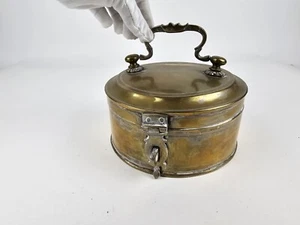 Vintage Messing Schmuckschatulle Unikat Geldbörse Cricket Käfig Metall Schloss Box mit Griff - Bild 1 von 12