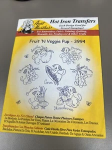 Vintage Aunt Martha's Hot Iron Transfer Embroidery 3994 Fruit ‘N veggie Pup NEW - Picture 1 of 1