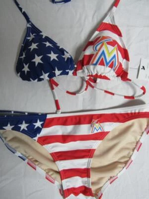 Miami Marlins Women's Size Small 2 Piece Bikini Swimsuit Bathing Suit C1 6405 - Image 1 of 4