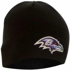 Baltimore Ravens Sideline Cold Weather Uncuffed Knit Beanie Cap Hat Black - Picture 1 of 2