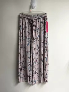 SHOSHO Women Pull On Pants Wide Leg Stretch Spandex Floral Pockets Back Tie Sz M - Picture 1 of 12