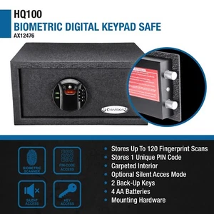 Barska HQ100 Biometric Fingerprint Keypad Deadbolt Safe Battery included AX12476 - Picture 1 of 9