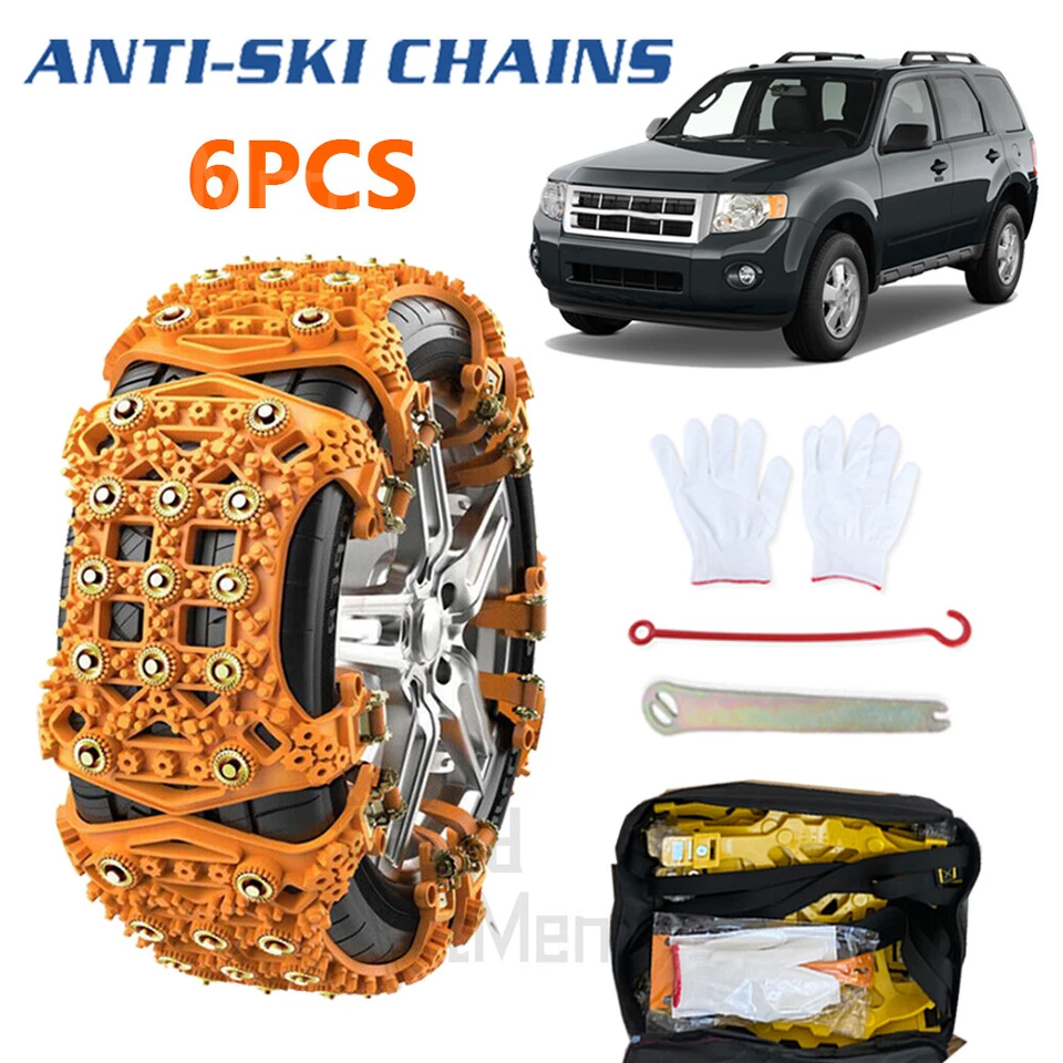 Cadenas de nieve antideslizantes ajustables de emergencia para llantas de coche para Ford Escape Focus Foto 1 de 4