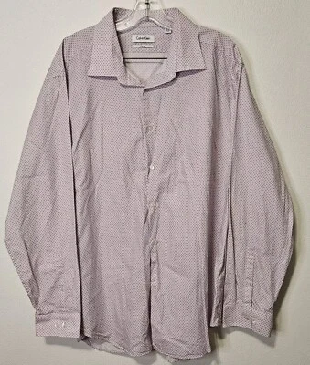 Calvin Klein Men's 2X Slim fit 18-18.5 (34/35) White w/ Purple Dress Shirt - Image 1 of 4