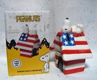 Peanuts Snoopy Patriotic Doghouse Salt & Pepper Shaker Set New (Cb23)