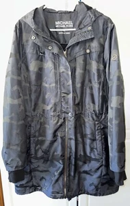 Abrigo de lluvia Michael Michael Kors para mujer talla XL chaqueta anorak con capucha negro-NUEVO SIN ETIQUETAS - Imagen 1 de 19