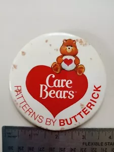Vintage Care Bear Patterns by Butterick large pinback button 1980's? - Picture 1 of 24