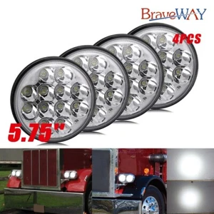 4PCS Round 5 3/4" 5.75inch LED Headlights HI/LO Beam Fit For Peterbilt 349 359 - Picture 1 of 13