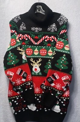 Cárdigan navideño cuello alto para mujer talla mediana suéter con bolsillos Foto 1 de 4