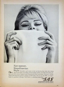 Sistema SAS Scandinavian Airlines 1963 vintage años 60 anuncio impreso estilo abridor de ojos - Imagen 1 de 1