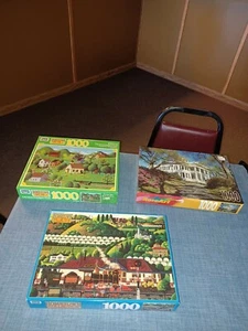 Lot Of (3) Vintage 1990s Rose Art 1000 Piece Puzzles NISB - Picture 1 of 9