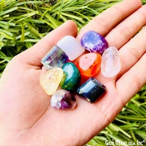 9pc Lot Tumble Stone Multi Color Beautiful Nine Stone Set Healing Reiki stone - Picture 1 of 6